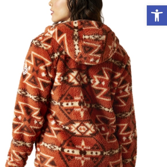 Ariat Women's Bomber Jacket in Red and Cream - Picture 5 of 12